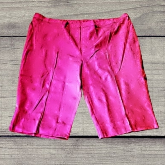 Isaac Mizrahi 26wp Pink Crop Style Pull On Elastic Waistband Slim Leg Pants Nwot - Picture 2 of 4